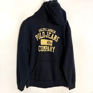 Vtg Y2K Ralph Lauren Polo Jeans Hoodie Mens M Logo Pullover Sweater Preppy